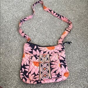 Vera Bradley Vibrant Pink and Orange Crossbody Bag with Floral Design